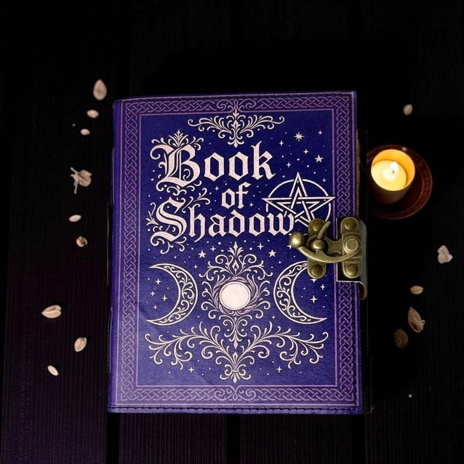 Leather Book of Shadows – Handmade 5x7 Inch Grimoire Journal, 200 Deckle Pages, Wiccan Pagan Spellbook, Gothic Witchcraft Notebook