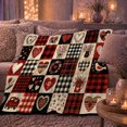 thumbnail image 6 of Rustic Patchwork Hearts Truck Scene Romantic Country, Cozy Bird Art Scene, Warm Flannel Blanket for Sunroom and Reading Nook, Bird Lovers Valentine's Day Gift, Artistic Home Decor, 6 of 9