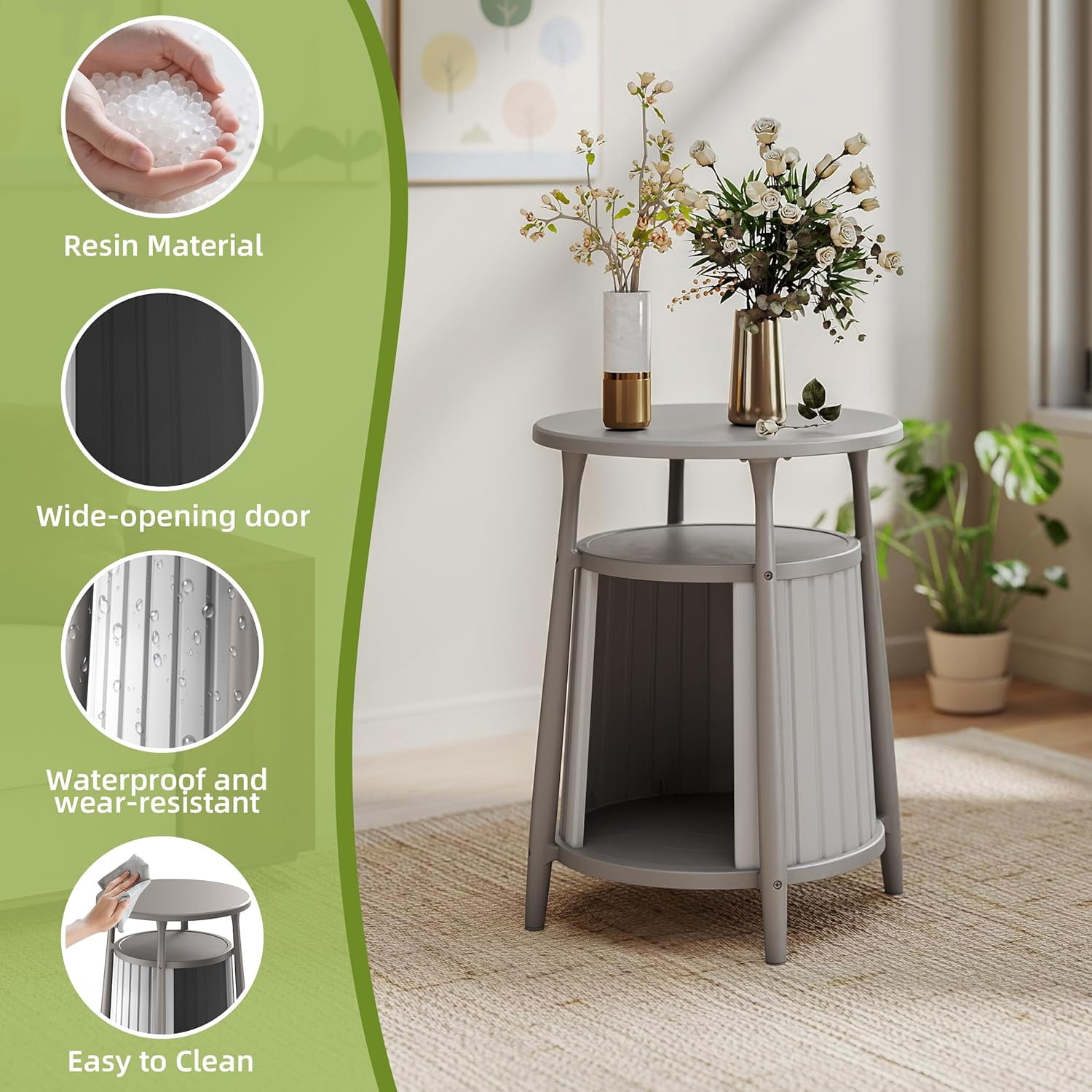 Joxxoaa Outdoor resin weatherproof cat house,ventilated and insulated for Cats,Kittens,Puppies,washable,easy to assemble,scratch and bite-resistant non-stick to hair (gray)