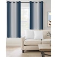 thumbnail image 2 of Ombre Dark Blue Kitchen Curtains Gradient White Abstract Minimalist Stripe Cafe Short Curtains for Bathroom Blackout Window Curtain Small Window Treatment Drapes for Bedroom Living Room 42"x45"x2, 2 of 9