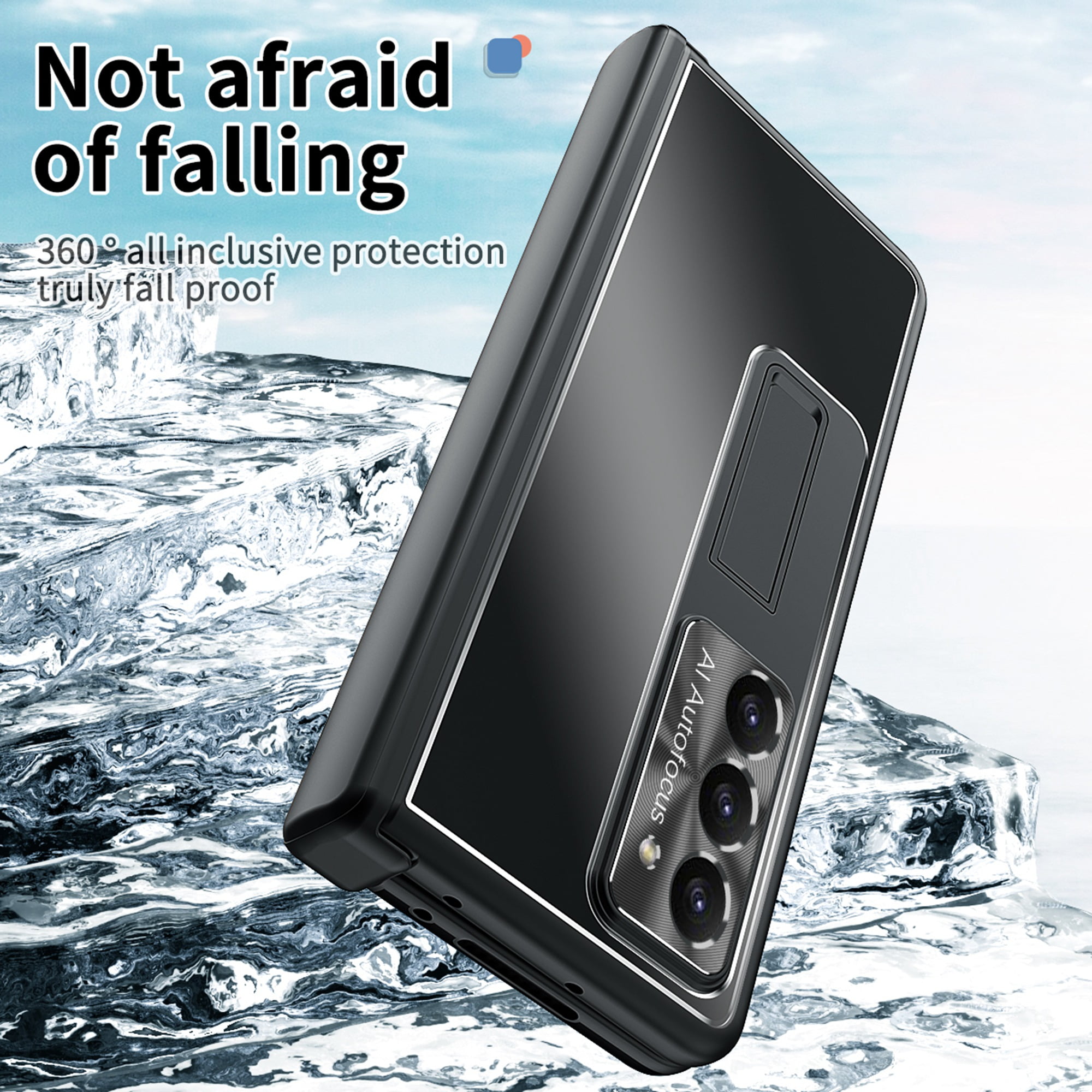 Case for Samsung Galaxy Z Fold 7, 3-in-1 Magnetic Hinge Protection & Lens Protection Case with Pen Holder with Screen Protector, Compatible with Samsung Galaxy Z Fold 7 5G, Black