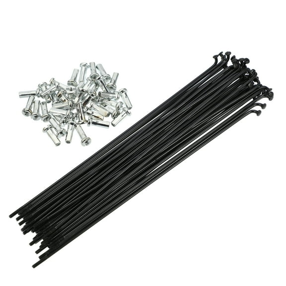 Unique Bargains 40 Pcs 14G J Bend 168mmx2mm Spokes with Nipples for Bike Bicycle Steel Black