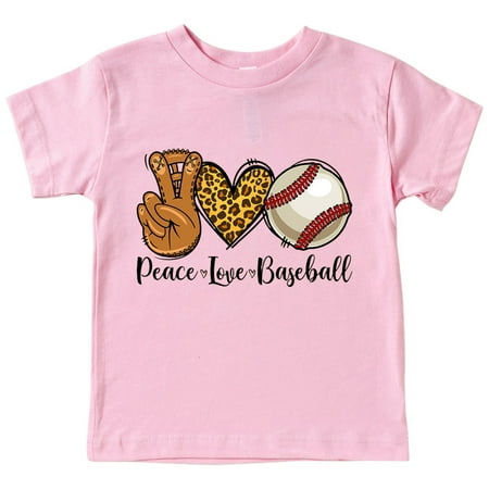 UFOUND PEACE LOVE BASEBALL Children T-Shirt Round Neck Short Sleeve 3-14 Years Old Children Toddler Baby Clothes Cozy