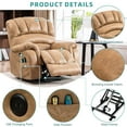 thumbnail image 4 of MEETWARM Large Power Lift Electric Recliner Chair with Massage and Heat, Overstuffed Wide Recliner for Elderly Big People, Heavy Duty Recliners with 2 Remote Controls, USB Ports, 2 Side Pockets(Sand), 4 of 8