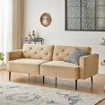thumbnail image 2 of Mxfurhawa Futon Sofa Bed, 74" Convertible Sleeper Couch, Upholstered Loveseat with Adjustable Back, Arms and Metal Legs, Memory Foam Cushion, Suit for Living Room Office (Velvet - Beige), 2 of 7