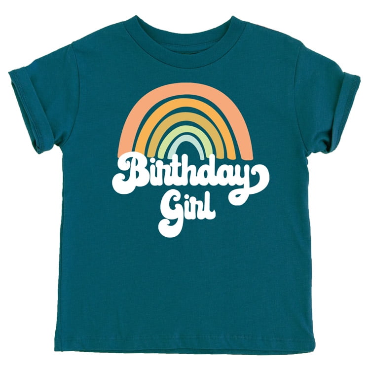 Retro Rainbow Birthday Girl Colorful Shirts for Baby and Toddler Girls