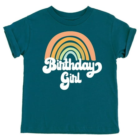 

Retro Rainbow Birthday Girl Colorful Shirts for Baby and Toddler Girls Birthday Outfits Oceanside Shirt 5/6