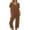 Brown, variant on yievot Pajama Sets for Women Short Sleeve Shirt with Capri Pants Sets Solid Loungewear Sleepwear Pajamas Two Piece Outfits for Women