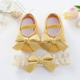 thumbnail image 4 of Infant Newborn Baby Girl Princess Non-Slip Bowknot Shoes Baby Shoes with Lace Headband Set, 4 of 5