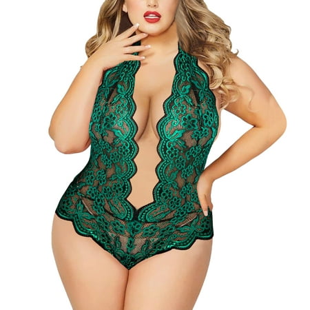 

Women S Sexy Lingerie 2 Piece Plus Size V Neck High Waist Floral Lace Bra And Panty No Underwire Nightwear