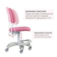 thumbnail image 3 of Ergonomic Kids Desk Chair, Child's Children Student Study Office Computer Chair, Adjustable Height and Seat Depth, W/Slipcovers, Detachable Footrest and Lumbar Support (Pink, W/Chair Slipcovers), 3 of 5