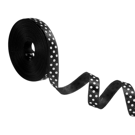Polka Dots Grosgrain Ribbon 3/8 Inch, 10 Yard Spool for Gift Wrapping for Gift Wrapping Black