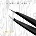 thumbnail image 6 of By MILLY Pointed Tweezers - High Carbon Stainless Steel Needle Nose Tweezers - Fine Point Tweezers Precision Hair Removal - Perfectly Aligned & Hand-Filed Sharp Tweezers - Black, 6 of 8
