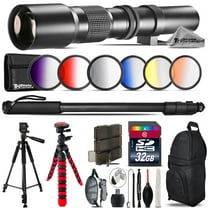 500mm Telephoto Lens for Nikon D5600 D7500   Triple Tripod Bundle - 32GB Kit
