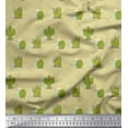 thumbnail image 1 of Soimoi Beige Cotton Jersey Fabric Sea Plant & Cactus Tree Decor Fabric Printed Yard 58 Inch Wide, 1 of 3