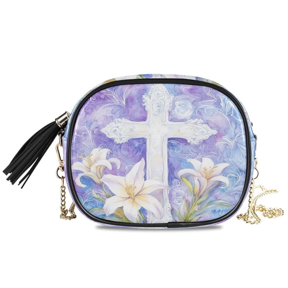 Womens Casual Chain Shoulder Bag Simple style Easter Cross Paining Crossbody Bag