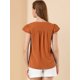 thumbnail image 5 of Camiseta Manga Tulipán Allegra K Cuello En V Básico para Mujer color caramelo S, 5 of 6