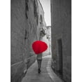 thumbnail image 2 of Frank, Assaf 25x32 White Modern Wood Framed Museum Art Print Titled - Tourist with heart shaped umbrella walking through narrow street of Mdina, Malta, 2 of 4