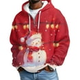 thumbnail image 2 of Mens Christmas Hoodies Waffle Knit Quarter Zip Hooded Sweatshirt with Front Pocket for Holiday Casual Wear Vermilion S, 2 of 4
