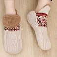 thumbnail image 6 of AMITOFO Slipper Socks for Men Thick Thermal Fuzzy Socks Winter Soft Warm Fleece Fluffy Socks with Non Skid Gripper Christmas Gift,Beige Size 6-11, 6 of 7