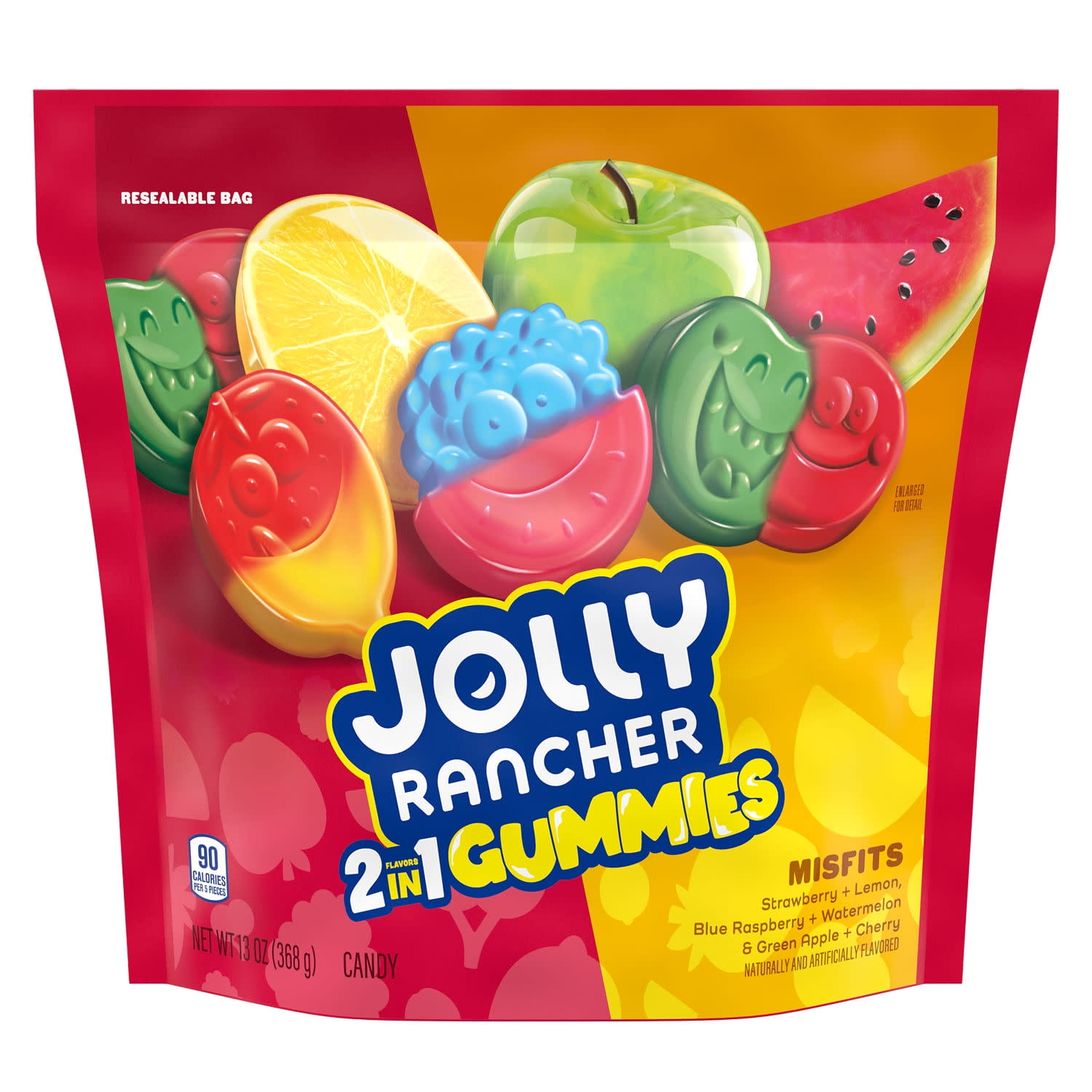 Jolly Rancher Gummies Misfits 2-in-1 Fruit Flavored Candy, Bag 13