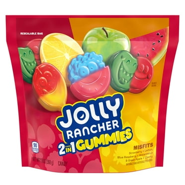 Jolly Rancher Gummies Misfits 2-in-1 Fruit Flavored Candy, Bag 13 oz
