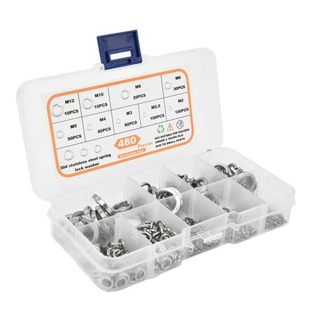 

Mgaxyff Flat Washer Kit Flat Washer Assortment Kit 480pcs Flat Washer Stainless Steel Excellent Performance Tighter Sealing Flat Washer Assortment Kit