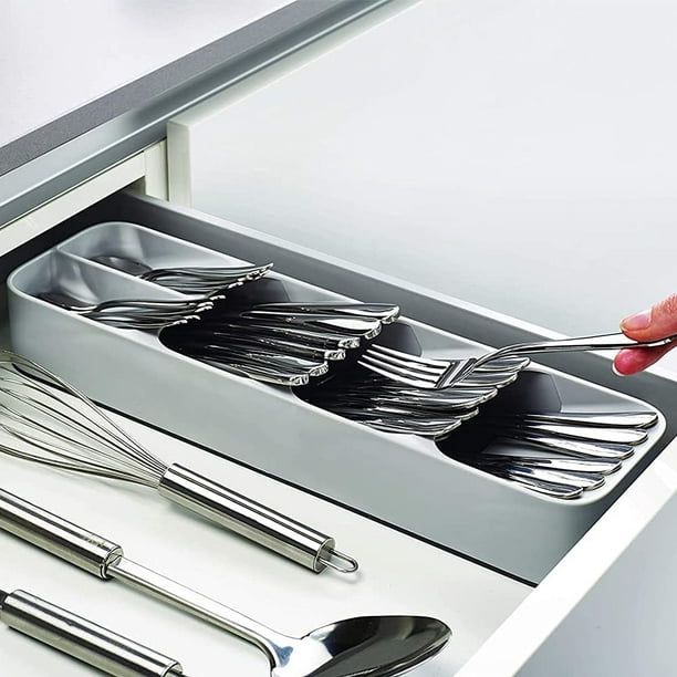 2 pièces tiroir plateau à couverts accessoires de cuisine boîte de rangement  couverts séparés couteau cuillère fourchette couverts boîte de rangement en  plastique rack gris 