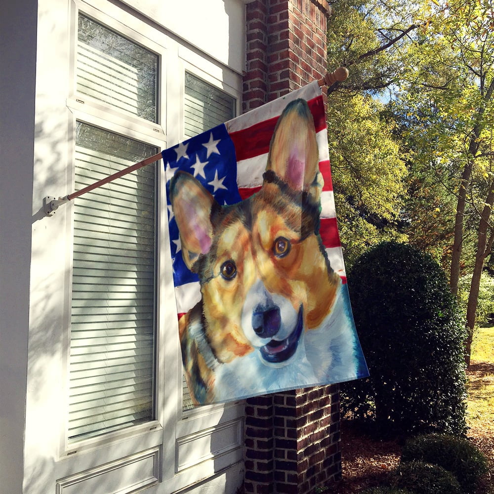 Corgi USA Patriotic American Flag Flag Canvas House Size