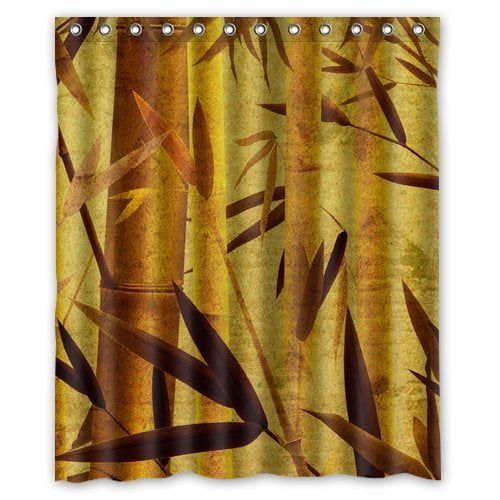 GreenDecor Bamboo Waterproof Shower Curtain Set with Hooks Bathroom