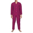 thumbnail image 3 of Vsdgher Floral Colorful Mens Pajama Set, Soft Warm Long Sleeve Sleepwear, Cozy Button-Down Pjs for Men-X-Large, 3 of 7