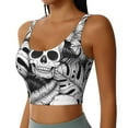 thumbnail image 2 of Honeii Skull and palm leaves patten Workout Crop Tank Top for Women Yoga Tank Tops Athletic Sports Shirts Exercise Undershirts,Sports Bra,Sports vest-XX-Large, 2 of 8