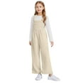 thumbnail image 3 of OGLCCG Girls Fleece Overalls Kids Winter Loose Wide Leg Jumpsuit Rompers with Pockets Soft Warm Plush Fuzzy Overalls 5-14 Years, 3 of 7