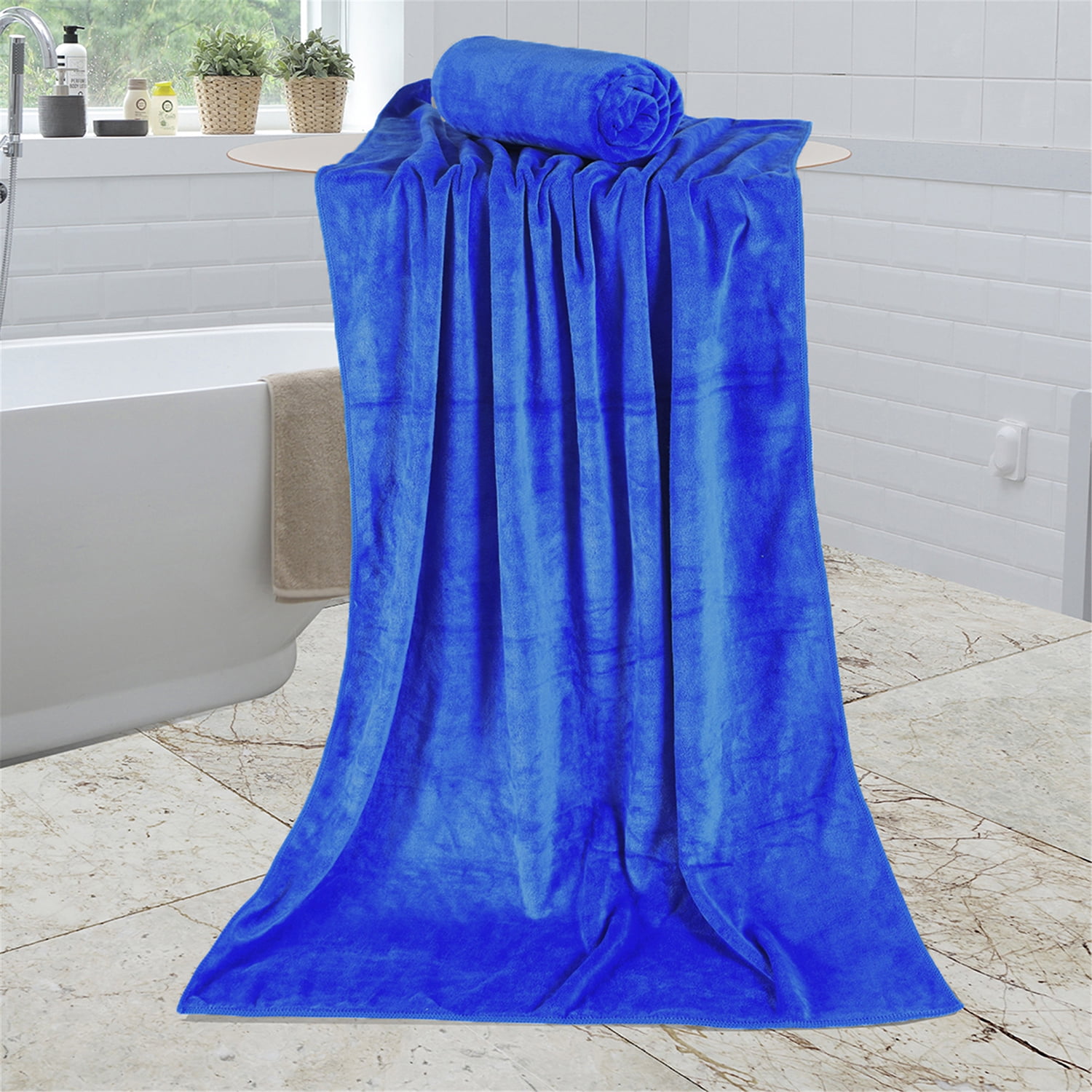 JML Bath Towel Set 2 Pack (30" x 60") - Extra Absorbent, Fast Drying, Dark Blue Microfiber Towels