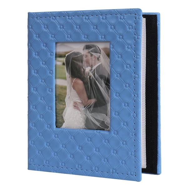 Álbum de fotos RECUTMS, 16 x 13 x 6 cm, piel sintética, 100 bolsillos, azul