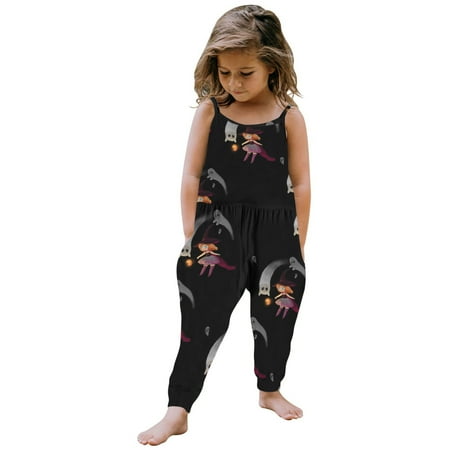 

PEONAVET Halloween Baby Girl Clothes Baby Boy Clothes Toddler Kids Boys Girls Halloween Fashion Cute Funny Cat Spider Print Suspenders Romper Jumpsuit
