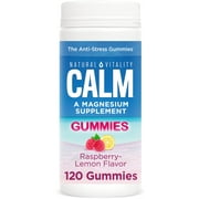 Angle View: Natural Vitality Calm, Magnesium Citrate Dietary Supplement, Anti-Stress Gummies, Raspberry Lemon, 120 Gummies