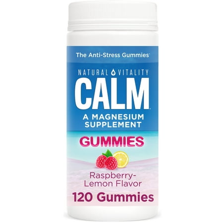 Natural Vitality Calm, Magnesium Citrate Dietary Supplement, Anti-Stress Gummies, Raspberry Lemon, 120 Gummies