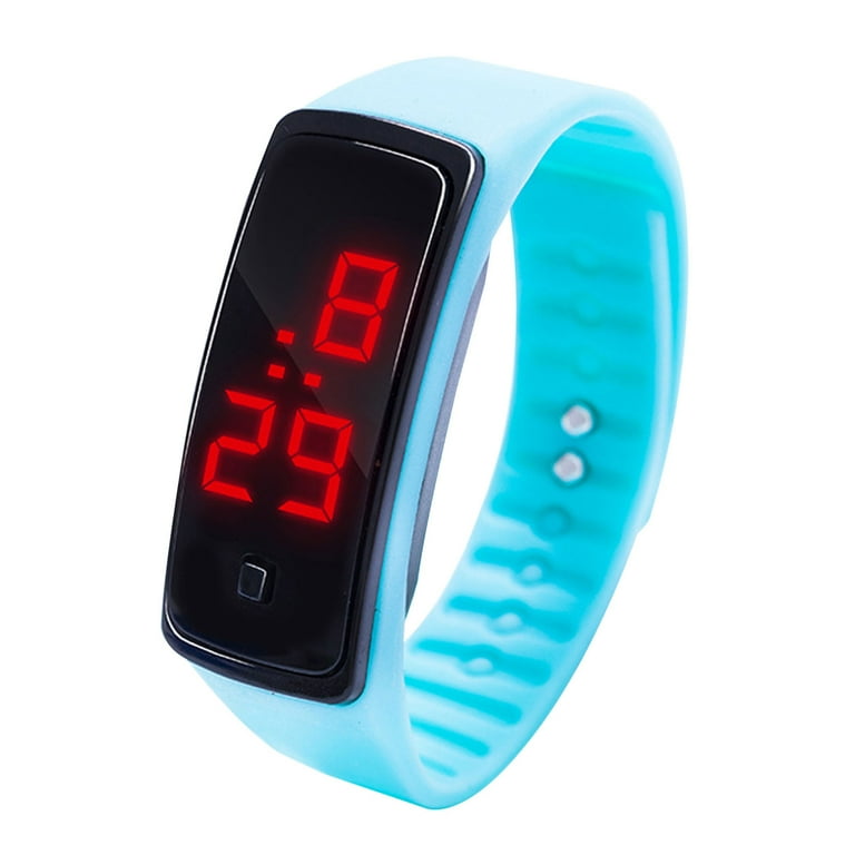 Fridja LED Wristwatch Sports Silicone Strap Digital 12 Hour Dial Electronic Display Watches College Style Student Net Red Small Square Electronic