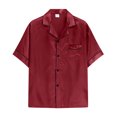 thumbnail image 5 of eczipvz Girls Boys Pajamas Satin Pajama Set Silk Pjs Short Sleeve Sleepwear Kids Button-Down Nightwear Red M, 5 of 5