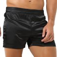 thumbnail image 3 of Pantalones cortos de satén con cintura elástica para hombre, ropa interior de cintura media con abertura lateral, ropa de dormir, bragas para hombre, 3 of 5