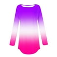 thumbnail image 5 of QATAINLAV Womens Casual Loose Long Sleeve Shirts Plus Size Round Neck Pullover Tops Cute Gradient Print Tunic Blouse Purple L, 5 of 6