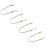 ZOURIH 4 Pack Adjustable Big Pearl Curtain Tiebacks Cotton Hand Woven Tie Back Decorative Rope Holdbacks for Curtains Draperies Curtain Ties for Home Bedroom office Decorative Curtain,