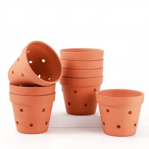 BPPEG 8 Pcs 4.5 Inches Terracotta Orchid Pots with Holes Succulent Planters