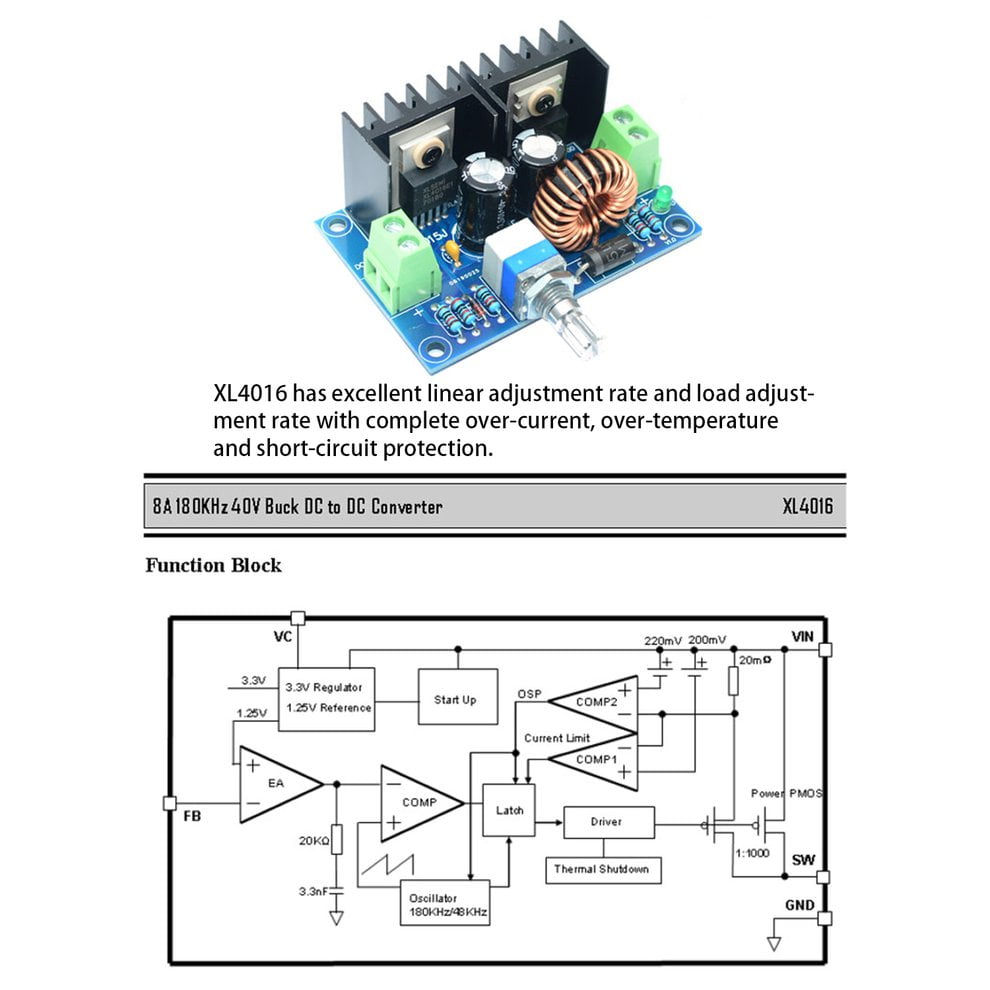 Max 8A 200W DC-DC Step Down Buck Converter Power Supply XL4016 PWM