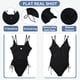 thumbnail image 1 of Traje de baño de canalé con cuello en V Qarigey para mujer modesto y moderno negro L, 1 of 6