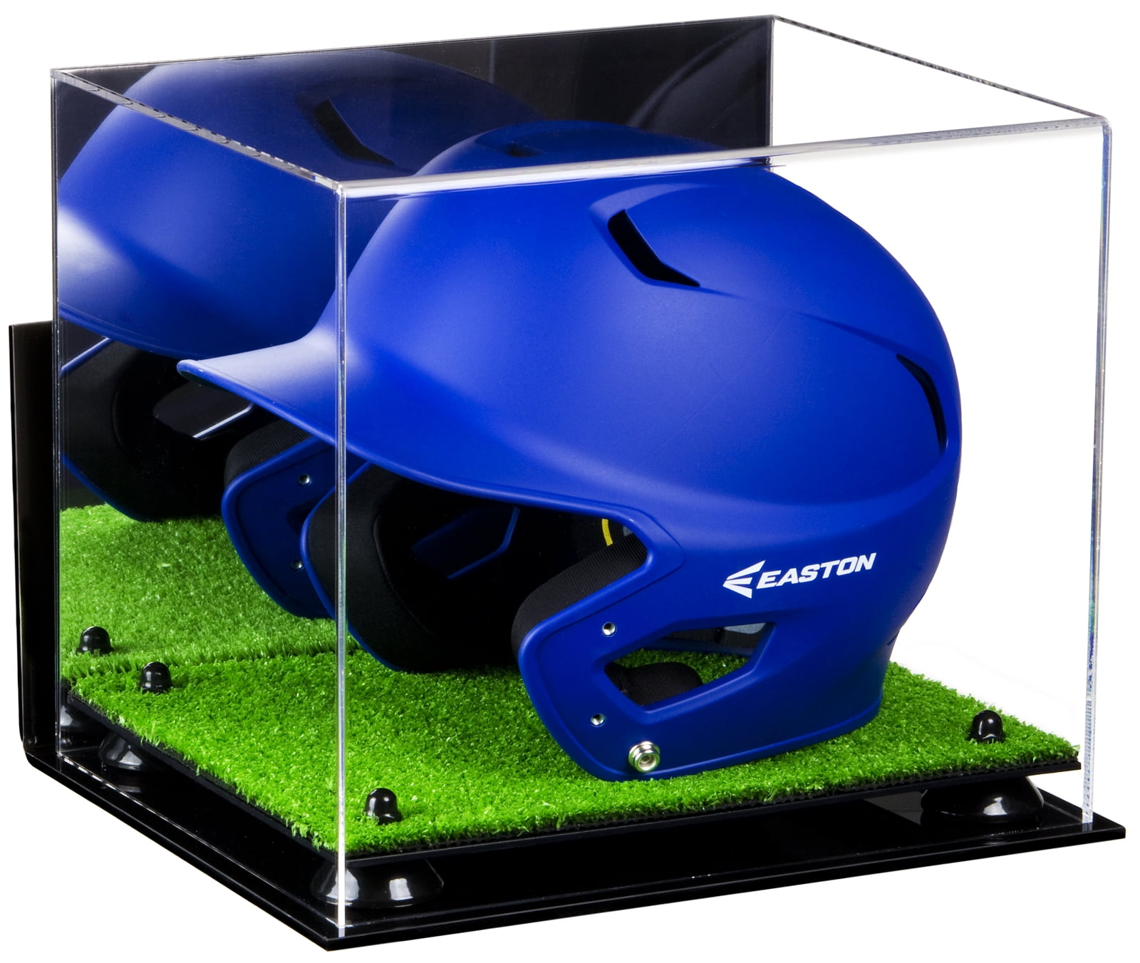 Deluxe Acrylic Baseball Batting Helmet Display Case with Black Risers