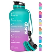 Giotto Large Half Gallon Motivational Water Bottle with Time Marker & Removable Strainer, 64 fl oz.