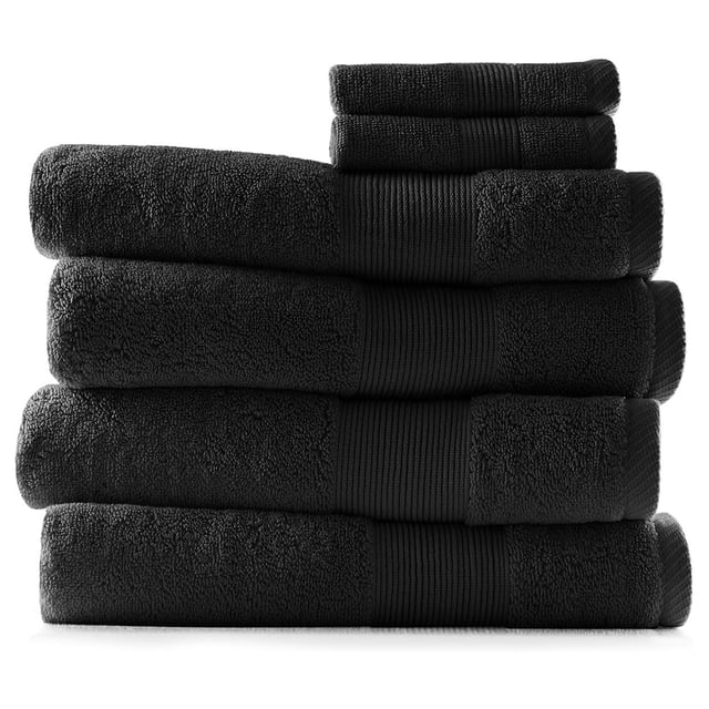 Toallas de baño para el baño - Toallas de baño de lujo de algodón - Juego de toallas de baño ultra suaves y muy absorbentes, juego de 6 piezas (4 toallas de baño, 2 toallitas) - Negro
