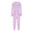 thumbnail image 4 of ATOGUTA Girls Fleece Pants Unisex Kids Fleece Hooded Jumpsuits Long Sleeve Rompers Sleepwear Outfits Size 5T-15, Purple, 4 of 5